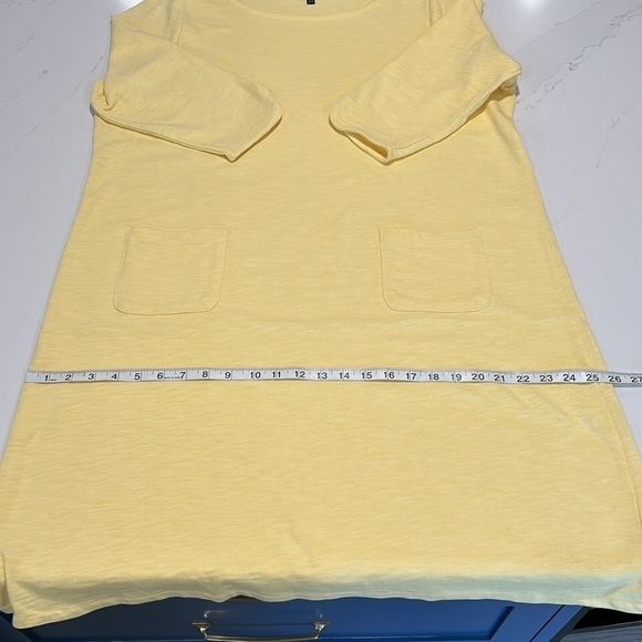 Talbots Cotton Boxy Dress 3/4 Sleeves Pockets Plus size 2X Petite Yellow - Picture 5 of 11